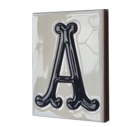 Hand-painted Costa Black & White Ceramic House Number Tiles 10 x 7.5cm
