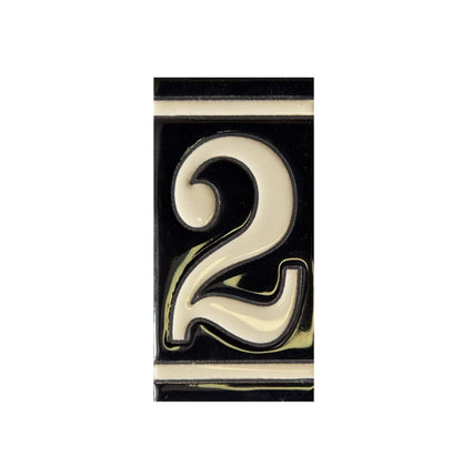 Hand-Painted French Black House Number Tiles 4.3' x 2.2' 11 x 5.5cm & Optional Metal Frames