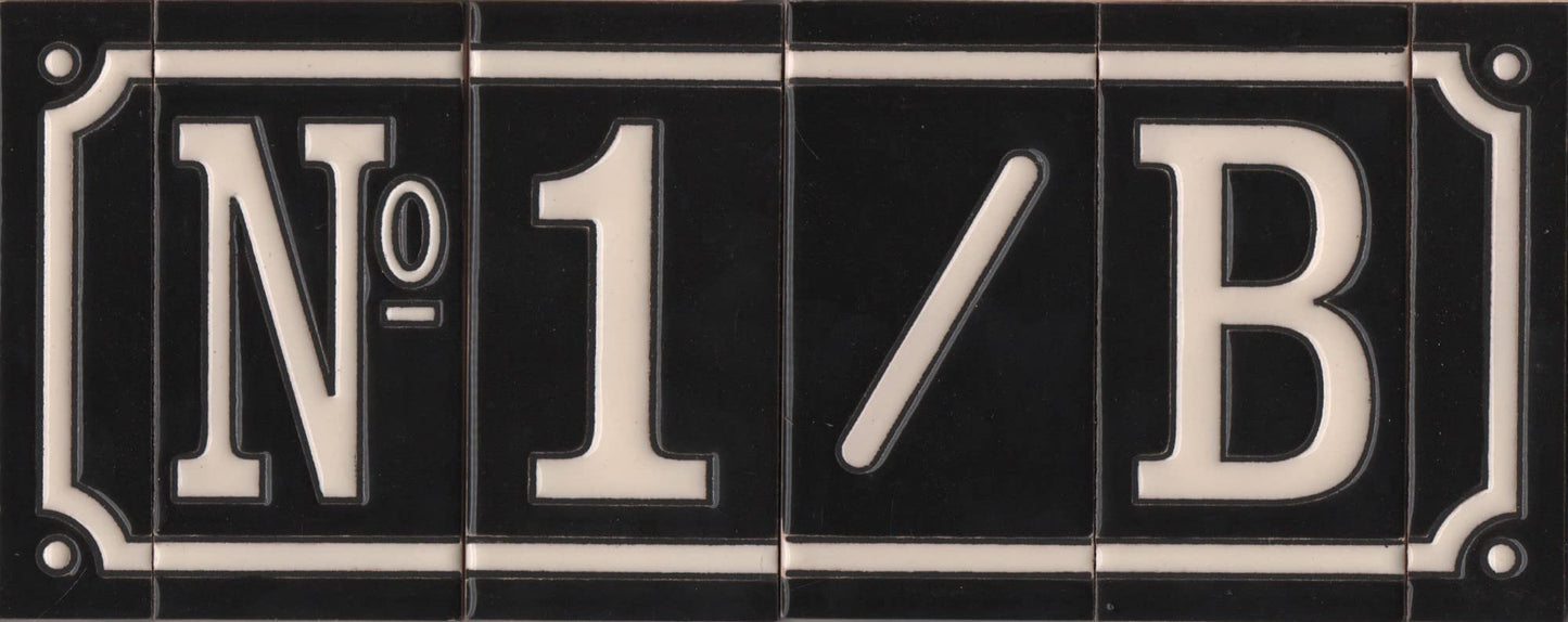 Hand-Painted French Black House Number Tiles 4.3' x 2.2' 11 x 5.5cm & Optional Metal Frames