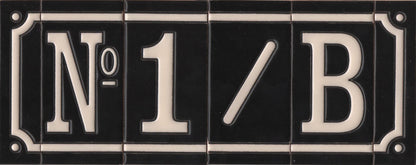 Hand-Painted French Black House Number Tiles 4.3' x 2.2' 11 x 5.5cm & Optional Metal Frames