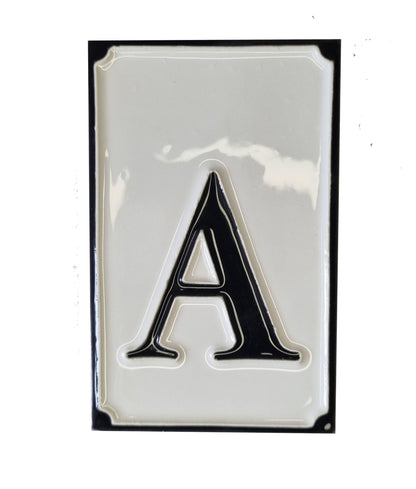 Hand-painted Italian-styled Black and White Ceramic House Number Tiles 11 x 7 cm