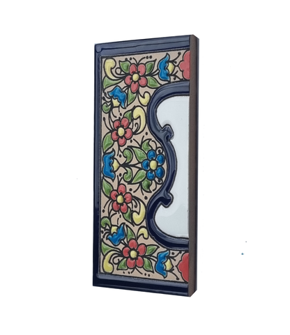 Hand-painted Ceramic Numbers & Letters Tiles Red Blue & Green Floral 11 x 5.5cm 2 to 7 Tile Frames