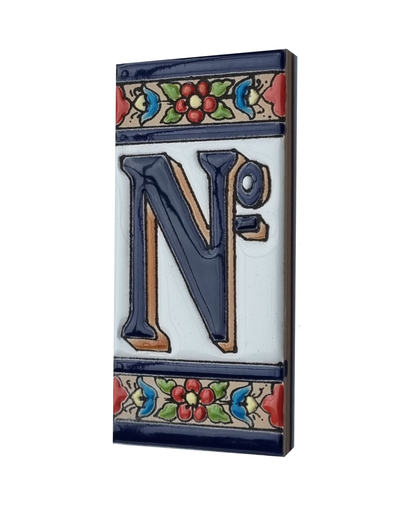 Hand-painted Ceramic Numbers & Letters Tiles Red Blue & Green Floral 11 x 5.5cm 2 to 7 Tile Frames