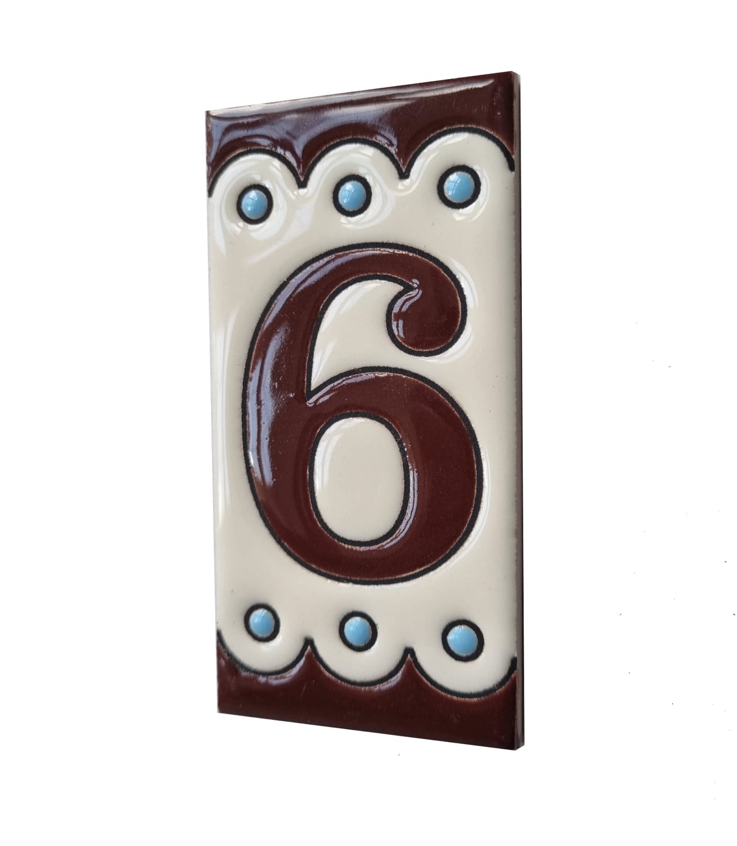 Soto M-8 Spanish Hand-painted Ceramic house number tiles 11 x 5.5 cm or 2.16 x 4.33"