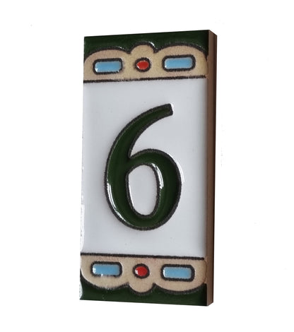 Hand-painted Mini-Green Ceramic House Number Tiles 7.5 x 3.7 cm