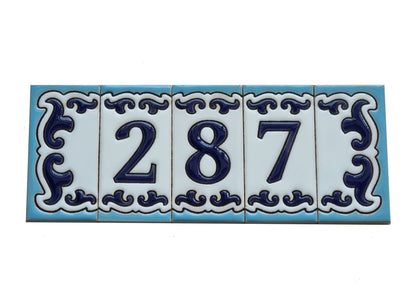 Spanish Hand-Painted Ceramic House Number Tiles | MD-02 | 7.5x3.7cm