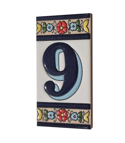 Altea Spanish Hand-painted Ceramic 11 x 5.5 cm or 2.165 x 4.331 inch House Number Tiles