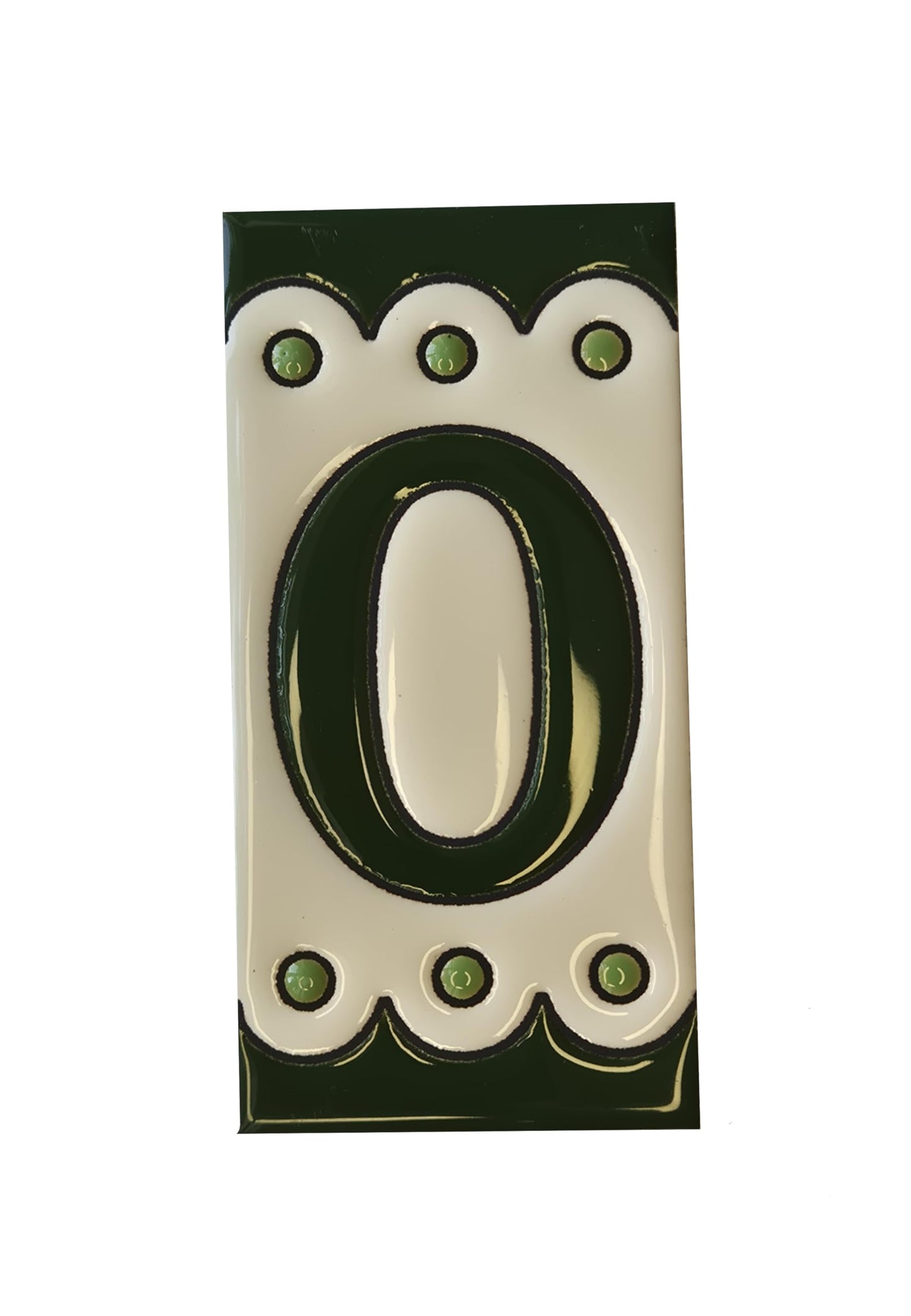 Hand-painted Soto Green Ceramic House Number Tiles 11 x 5.5 cm or 2.16 x 4.33"