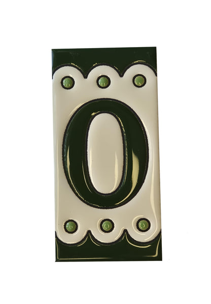 Hand-painted Soto Green Ceramic House Number Tiles 11 x 5.5 cm or 2.16 x 4.33"