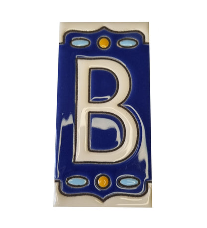 Hand-painted Nazari M-1 Ceramic House Number Tiies 11 x 5.5cm