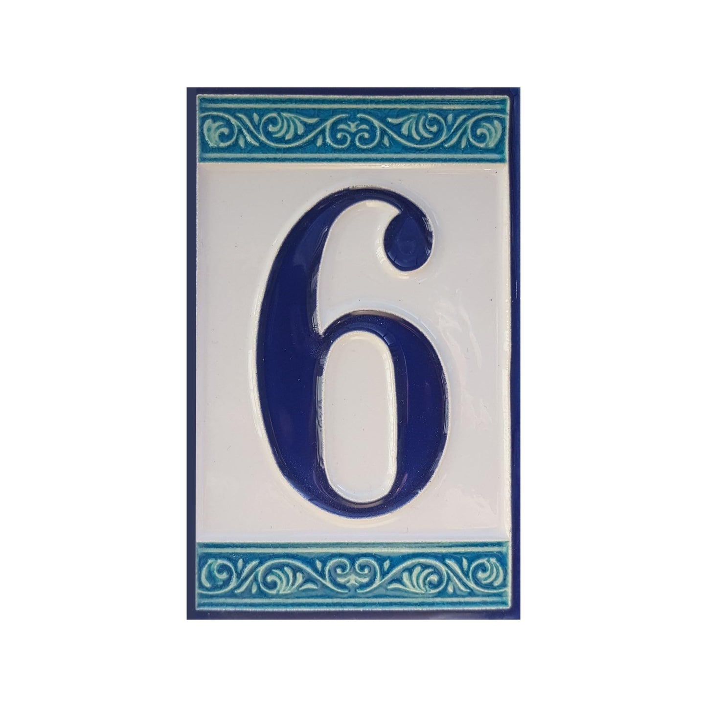 Hand-painted Italian Greek-styled house number tiles 11 x 7cm