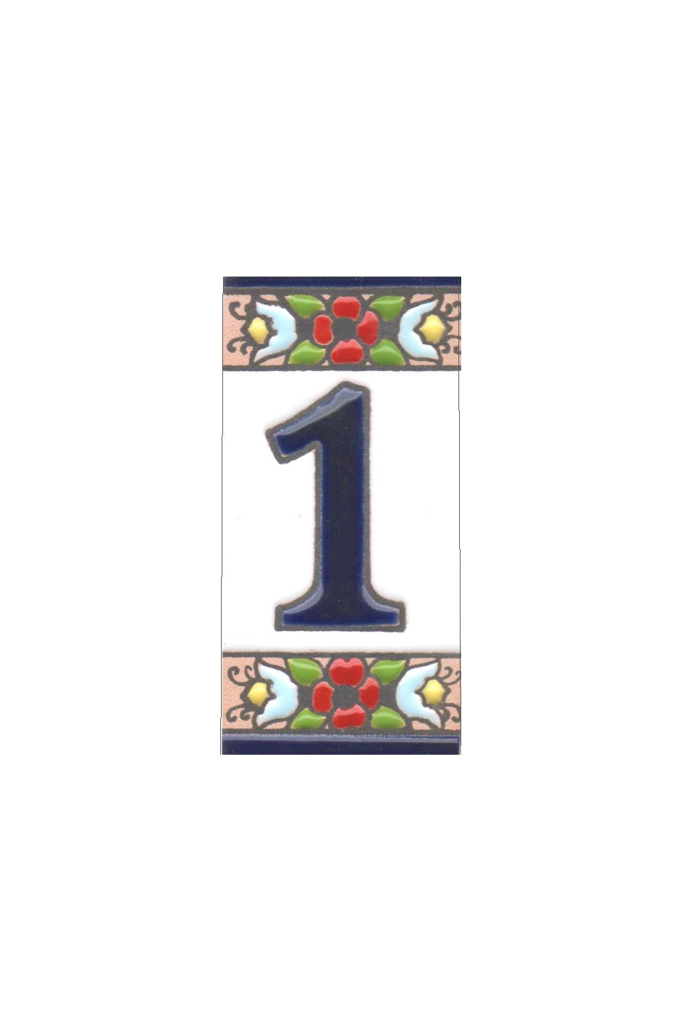 Hand-painted mini-cherry house number & letter tiles 7.5 x 3.5 cm