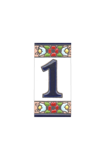 Hand-painted mini-cherry house number & letter tiles 7.5 x 3.5 cm