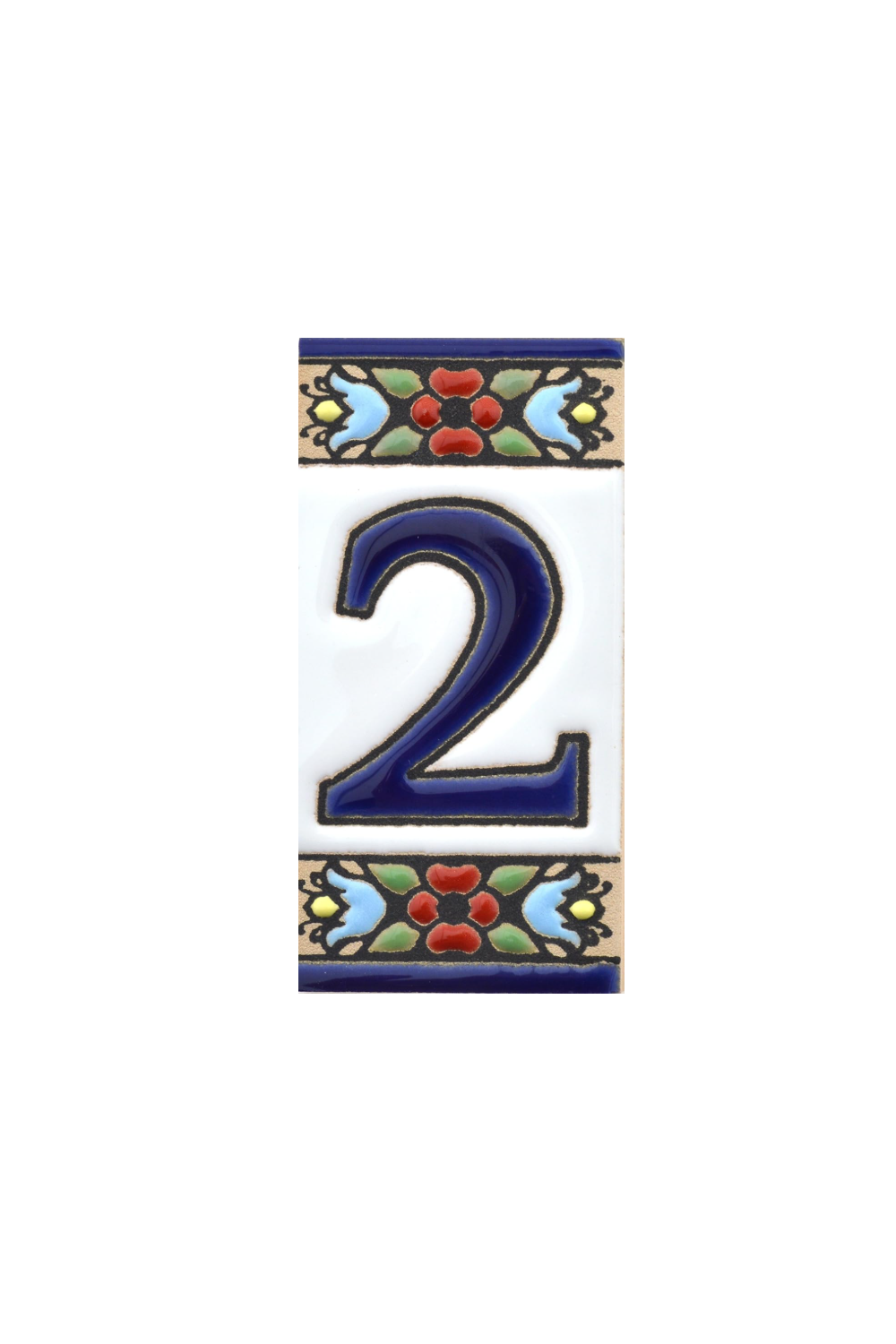 Hand-painted mini-cherry house number & letter tiles 7.5 x 3.5 cm