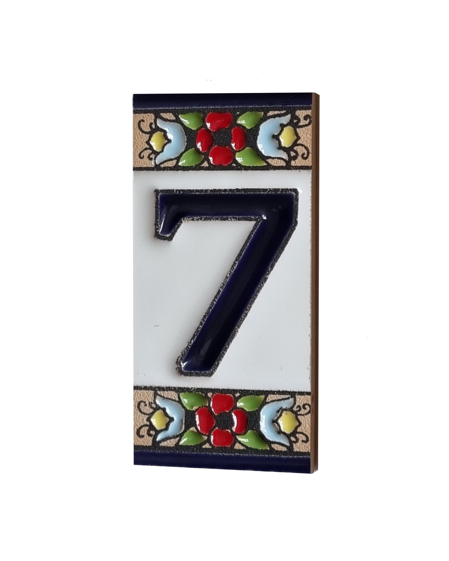 Hand-painted mini-cherry house number & letter tiles 7.5 x 3.5 cm