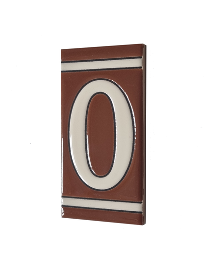 Hand-painted French-Styled Ceramic Brown House Number Tiles 11 x 5.5 cm