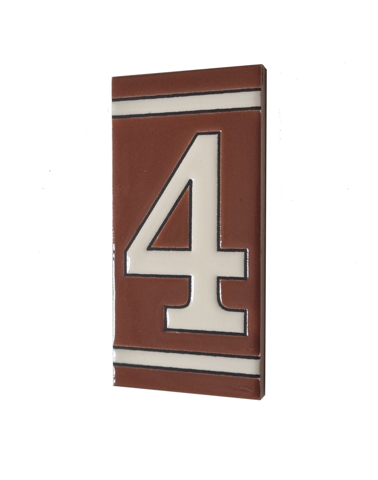Hand-painted French-Styled Ceramic Brown House Number Tiles 11 x 5.5 cm