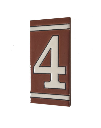 Hand-painted French-Styled Ceramic Brown House Number Tiles 11 x 5.5 cm