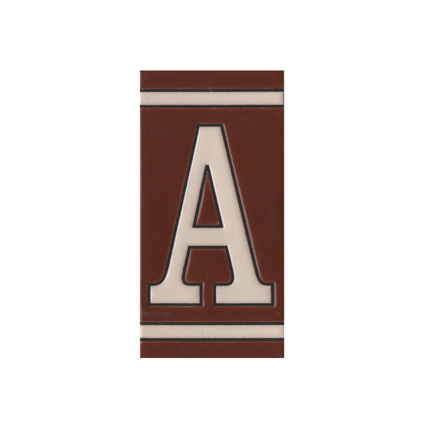 Hand-painted French-Styled Ceramic Brown House Number Tiles 11 x 5.5 cm