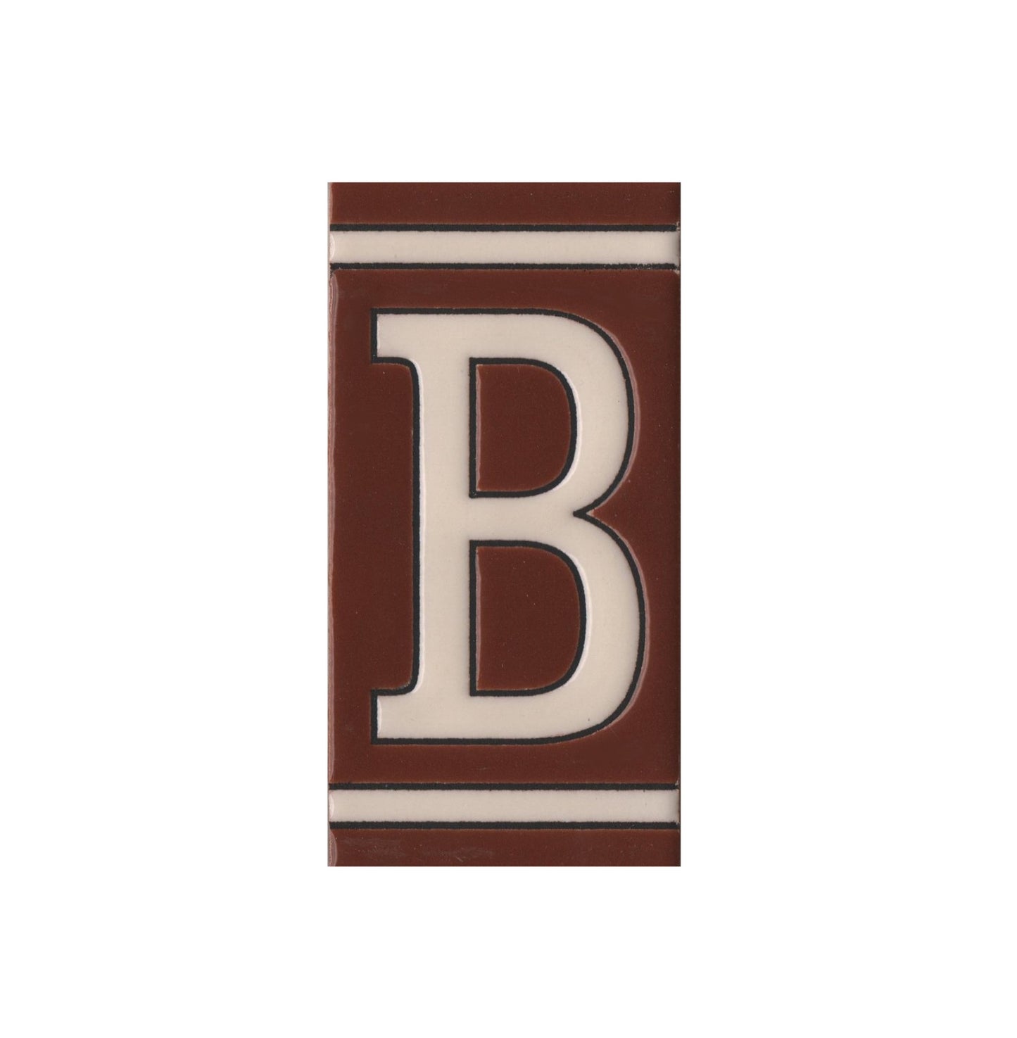 Hand-painted French-Styled Ceramic Brown House Number Tiles 11 x 5.5 cm