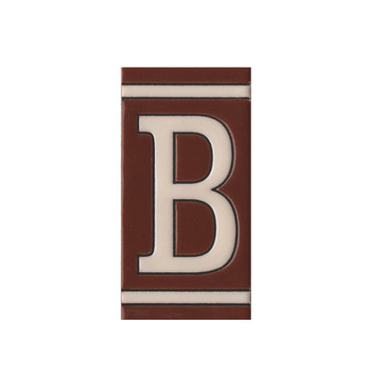 Hand-painted French-Styled Ceramic Brown House Number Tiles 11 x 5.5 cm