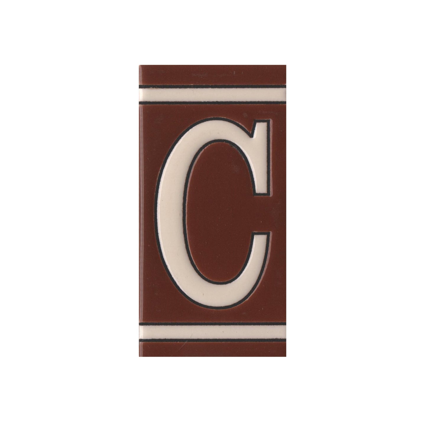 Hand-painted French-Styled Ceramic Brown House Number Tiles 11 x 5.5 cm
