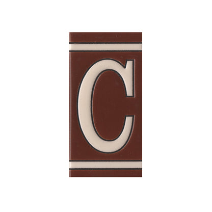 Hand-painted French-Styled Ceramic Brown House Number Tiles 11 x 5.5 cm