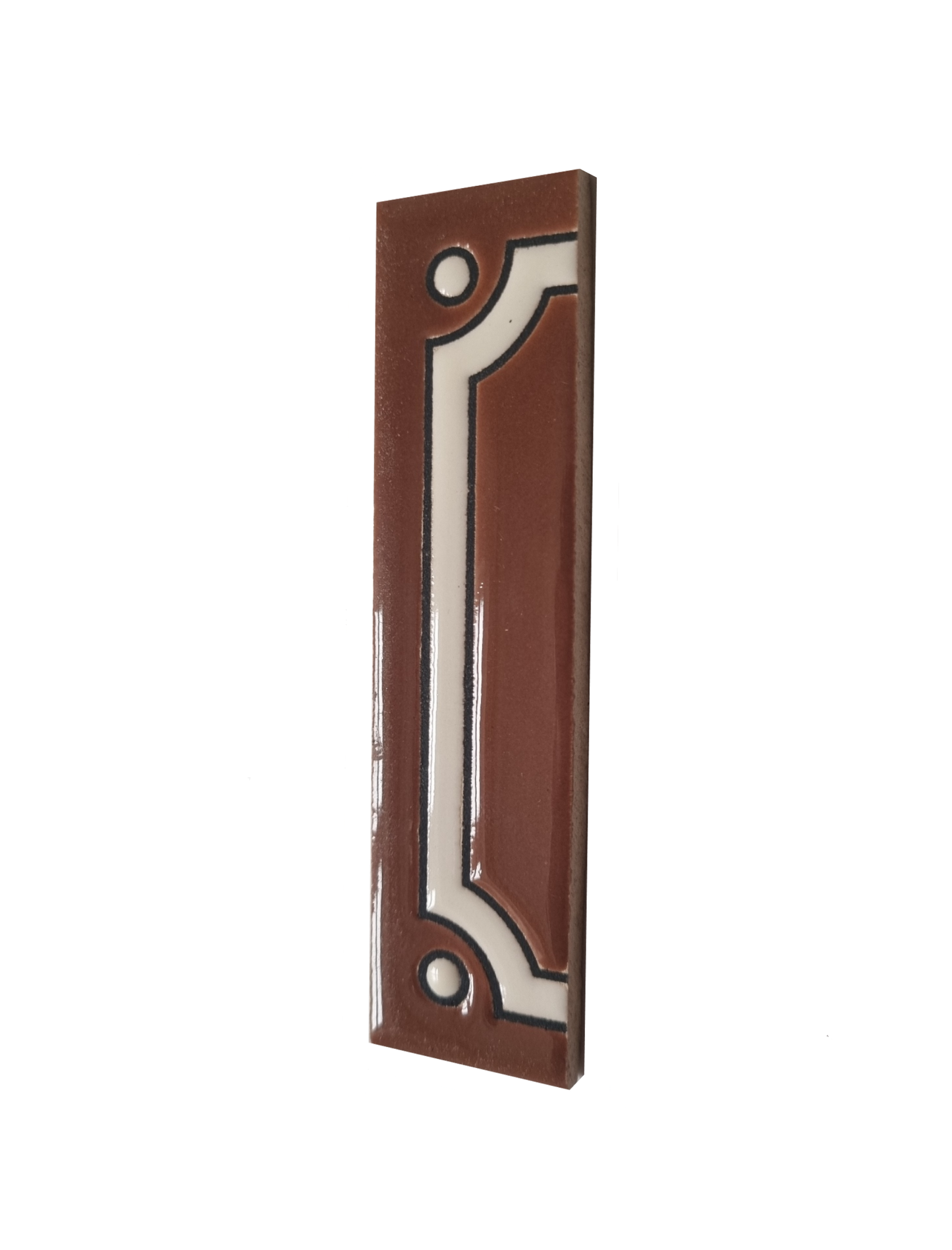 Hand-painted French-Styled Ceramic Brown House Number Tiles 11 x 5.5 cm