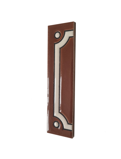Hand-painted French-Styled Ceramic Brown House Number Tiles 11 x 5.5 cm