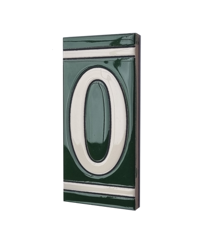 Hand-Painted Green French Ceramic House Number Tiles 11 x 5.5cm