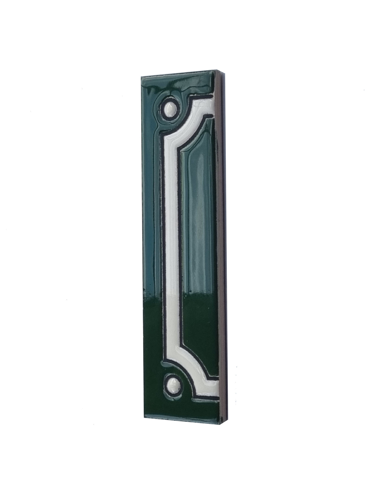 Hand-Painted Green French Ceramic House Number Tiles 11 x 5.5cm