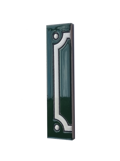 Hand-Painted Green French Ceramic House Number Tiles 11 x 5.5cm