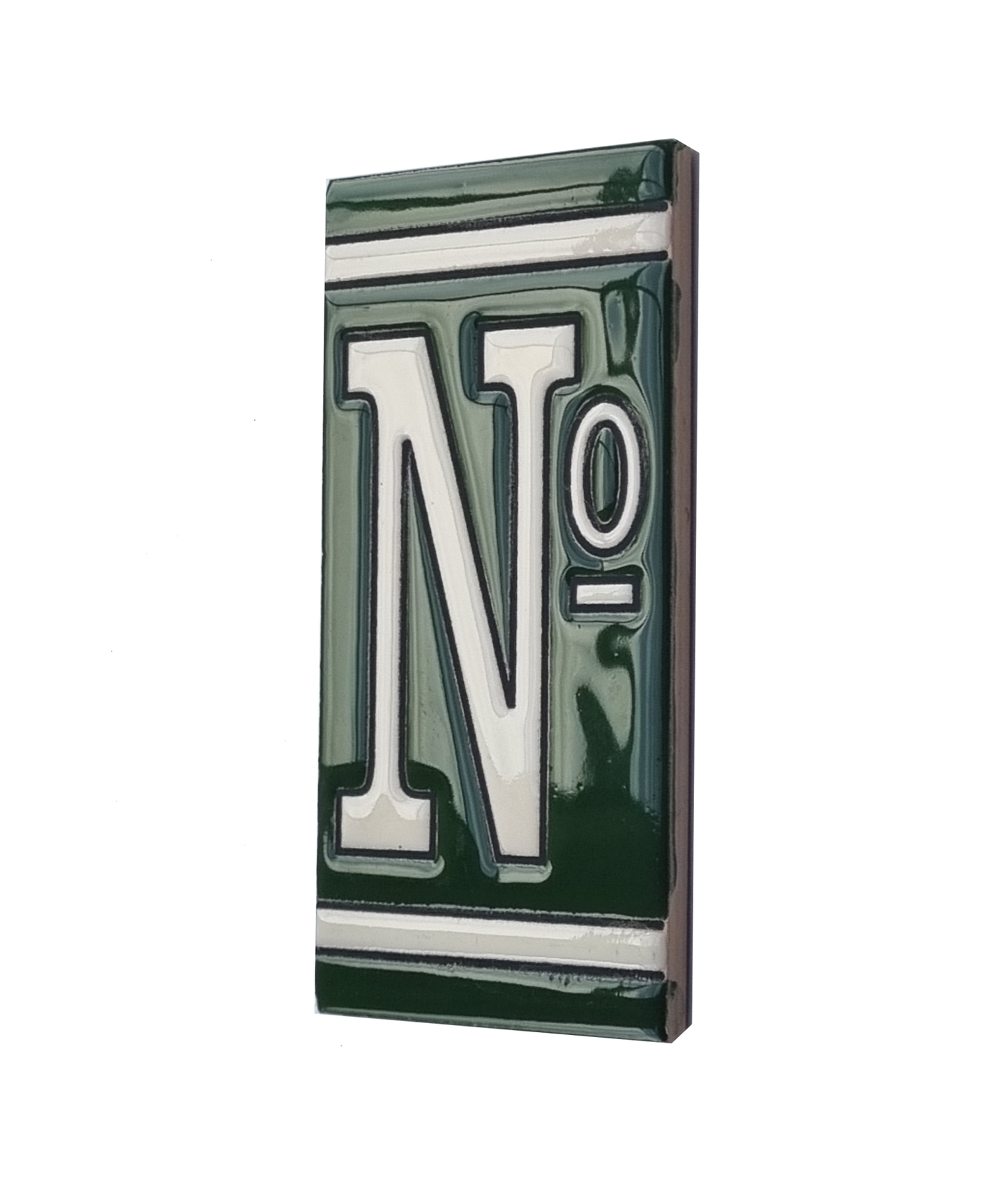 Hand-Painted Green French Ceramic House Number Tiles 11 x 5.5cm