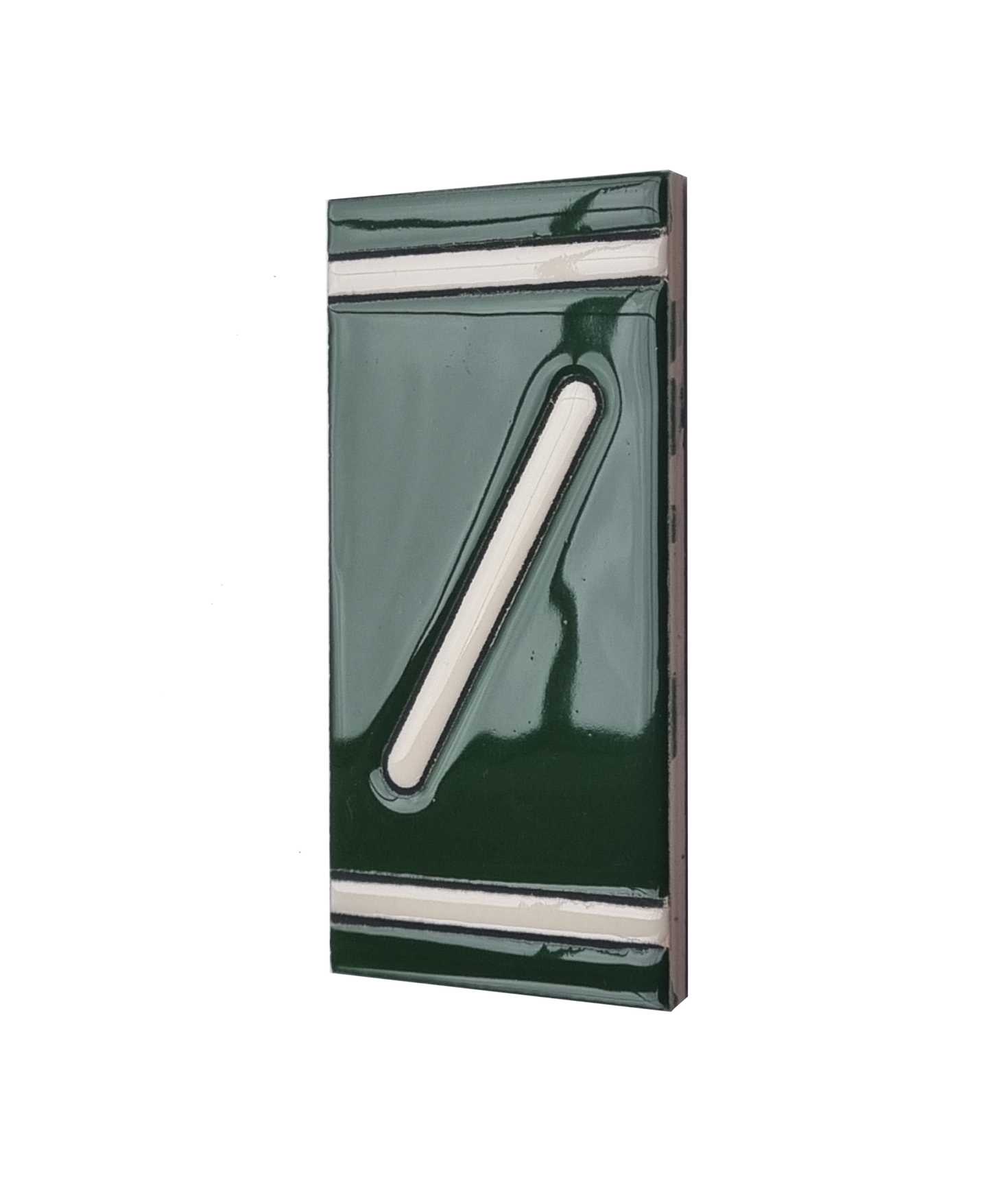 Hand-Painted Green French Ceramic House Number Tiles 11 x 5.5cm