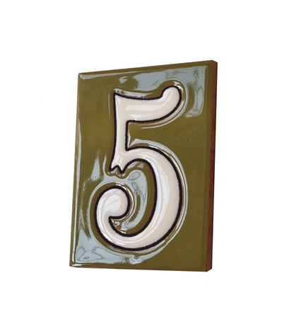 Hand-painted Costa Green Ceramic House Number Tiles 10 x 7.5cm
