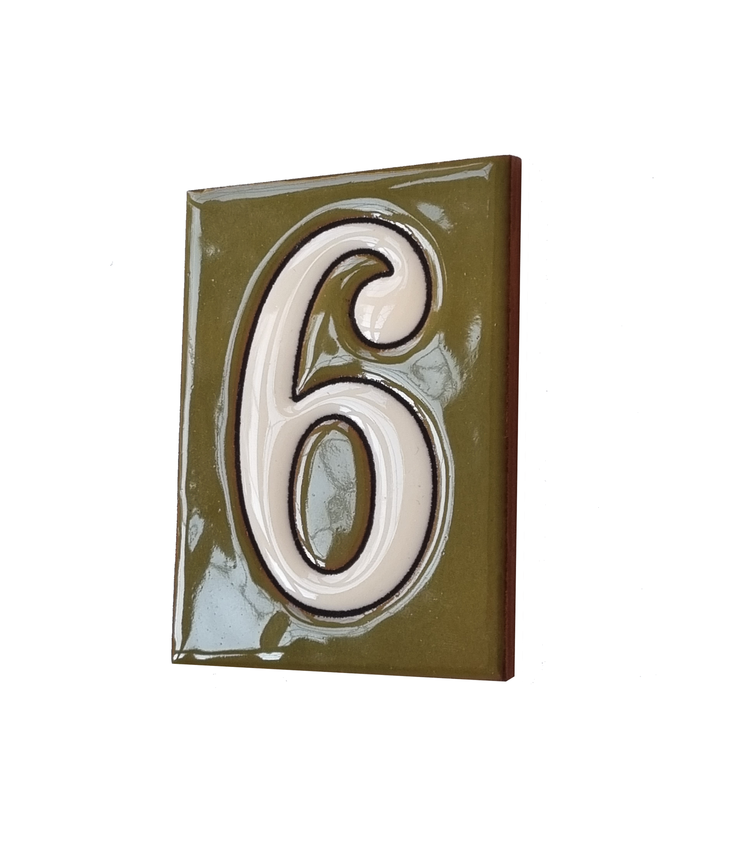 Hand-painted Costa Green Ceramic House Number Tiles 10 x 7.5cm