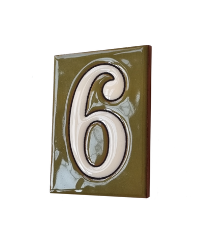 Hand-painted Costa Green Ceramic House Number Tiles 10 x 7.5cm