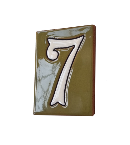Hand-painted Costa Green Ceramic House Number Tiles 10 x 7.5cm