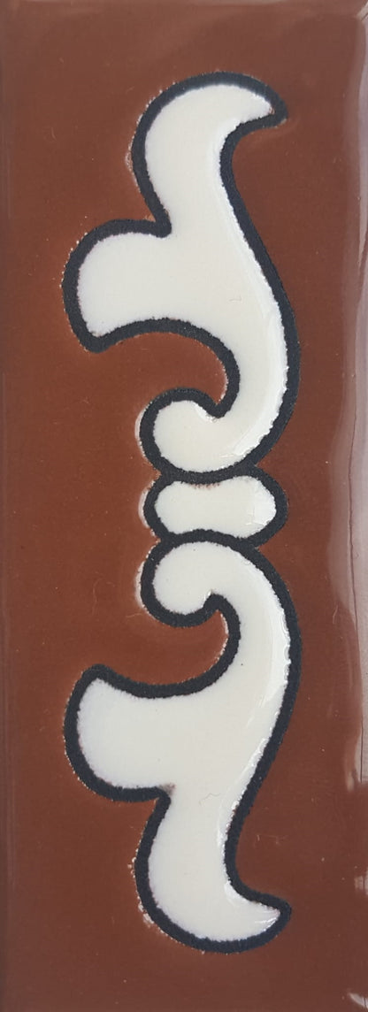 Hand-Painted Cerami House Number Tiles 10 x 7.5cm Costa Brown & White Design