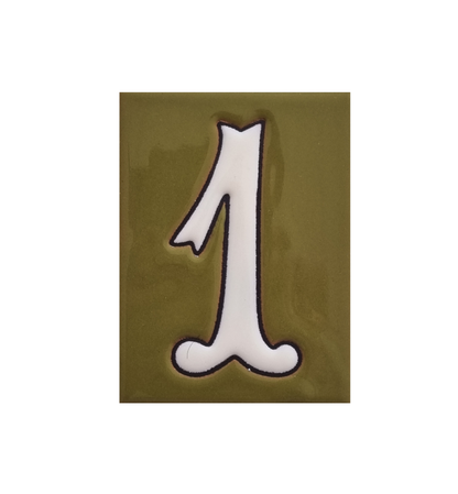 Hand-painted Costa Green Ceramic House Number Tiles 10 x 7.5cm