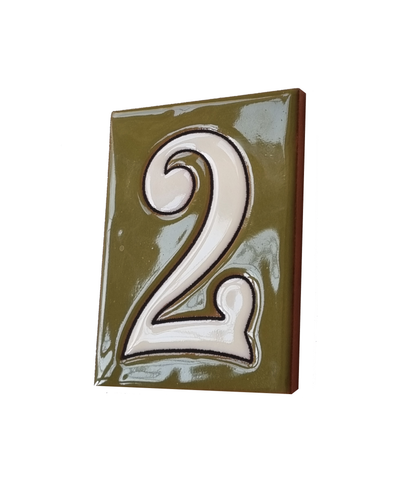 Hand-painted Costa Green Ceramic House Number Tiles 10 x 7.5cm