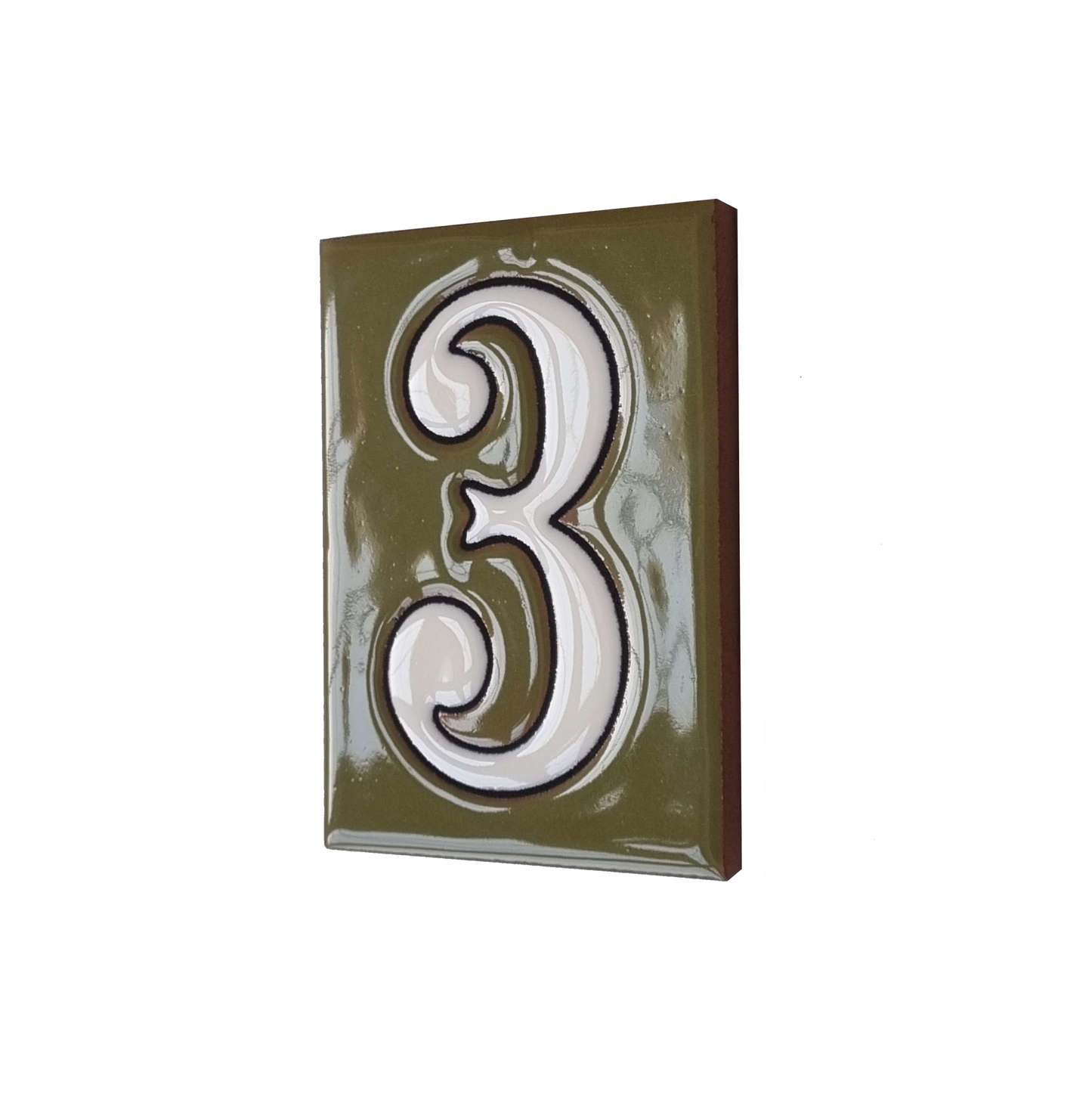 Hand-painted Costa Green Ceramic House Number Tiles 10 x 7.5cm