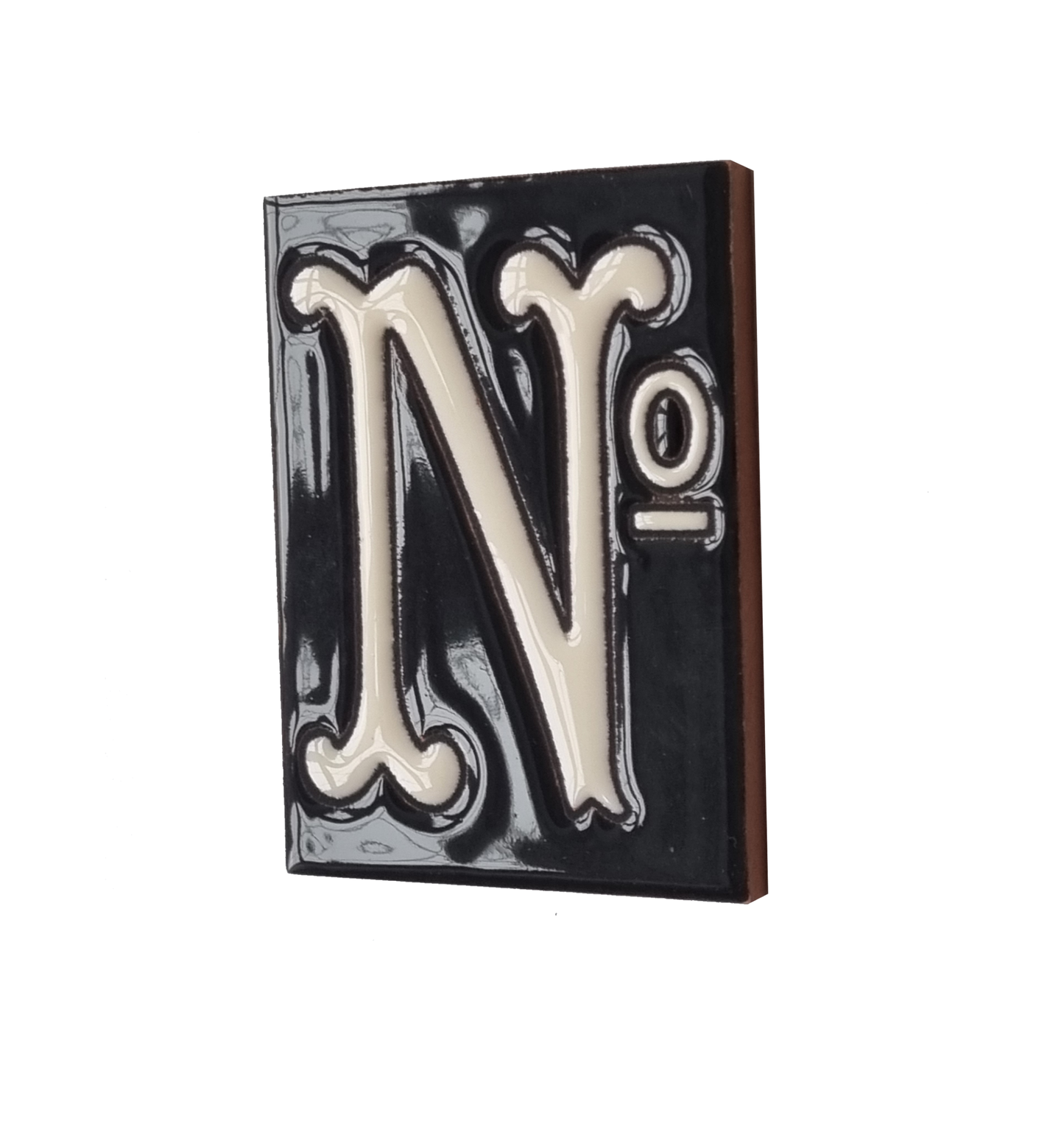 Hand-painted Costa Black Ceramic House Number Tiles 10 x 7.5cm