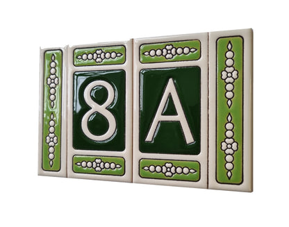 Atalaya Green Hand-Painted Ceramic House Number Tiles 11 x 5.5cm
