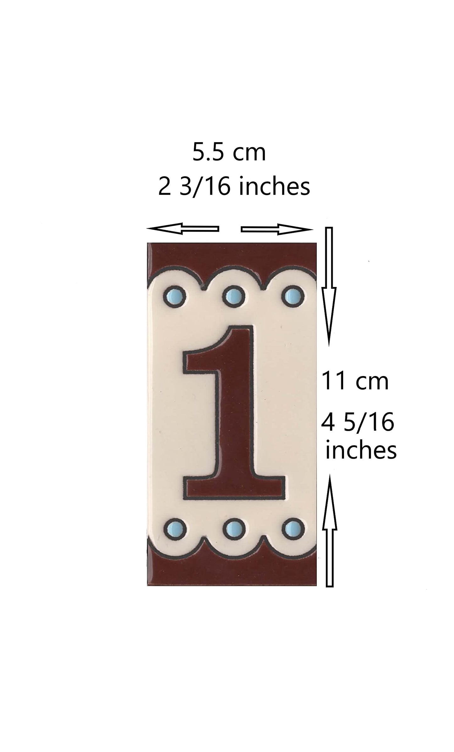 Soto M-8 Spanish Hand-painted Ceramic house number tiles 11 x 5.5 cm or 2.16 x 4.33"