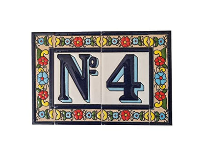 Altea Spanish Hand-painted Ceramic 11 x 5.5 cm or 2.165 x 4.331 inch House Number Tiles