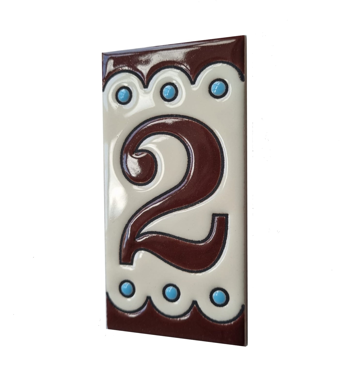 Soto M-8 Spanish Hand-painted Ceramic house number tiles 11 x 5.5 cm or 2.16 x 4.33"