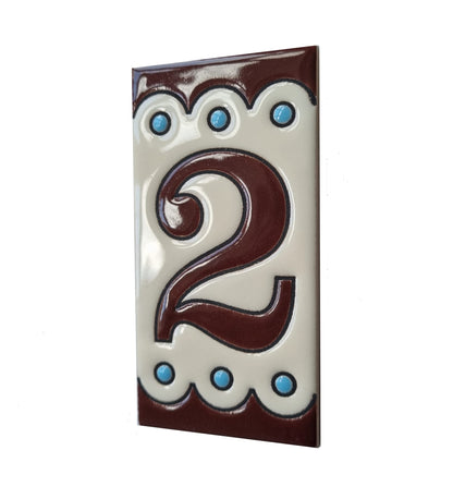 Soto M-8 Spanish Hand-painted Ceramic house number tiles 11 x 5.5 cm or 2.16 x 4.33"