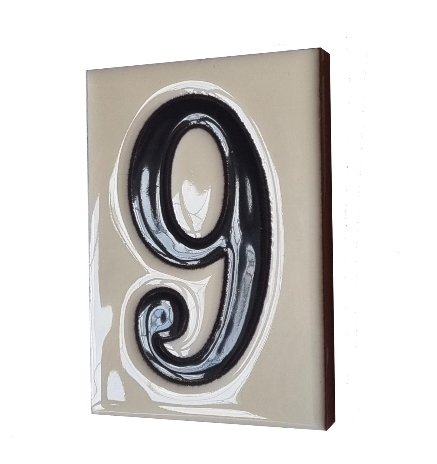 Hand-painted Costa Black & White Ceramic House Number Tiles 10 x 7.5cm