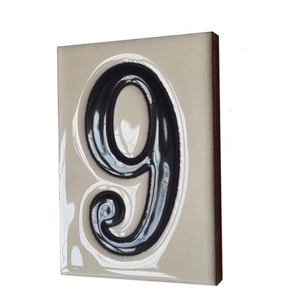 Hand-painted Costa Black & White Ceramic House Number Tiles 10 x 7.5cm